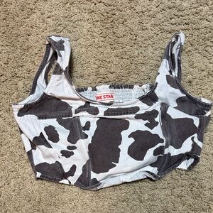 Women's western cow print corset top medium 100% cotton
